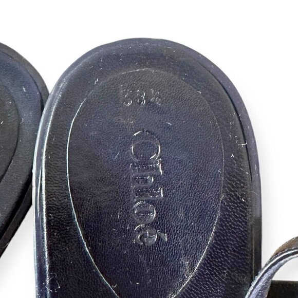 Chloe Rubber Wedge Ankle Strap Patent Sandals. Navy blue, Size 38.5 EU - Picture 11 of 16